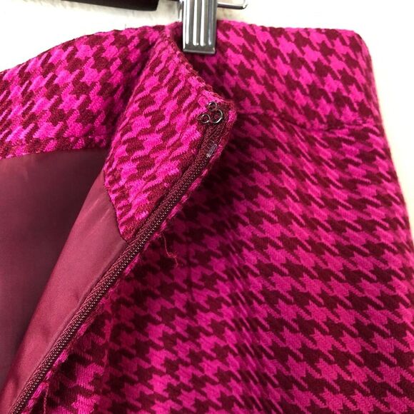 Merona Womens Pencil Skirt Plus Size 16 Pink Burgundy Houndstooth Plaid Fabric - Picture 10 of 10